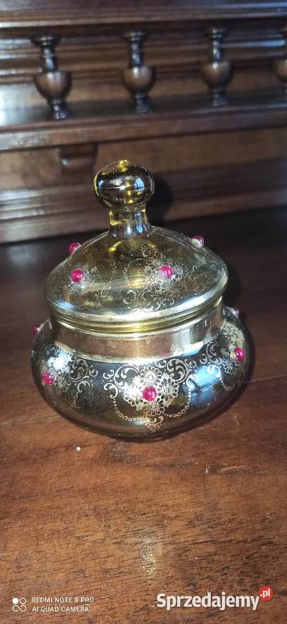 Cukiernica szkło miodowe ze złoceniami I Gdańsk