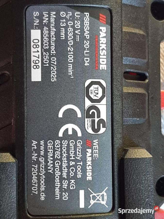 Zestaw wkrętarka udarowa Parkside Performance Toruń sprzedam