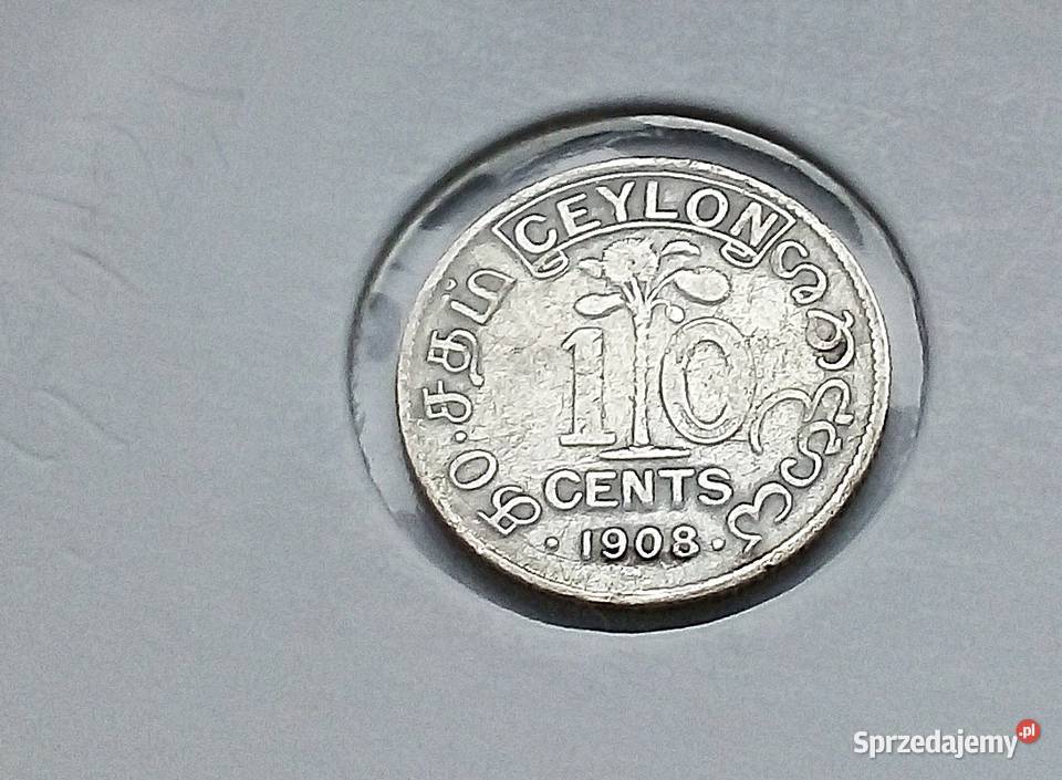 CEYLON10 CENTÓW1908 r SREBRO 0800EDWARD V Legionowo