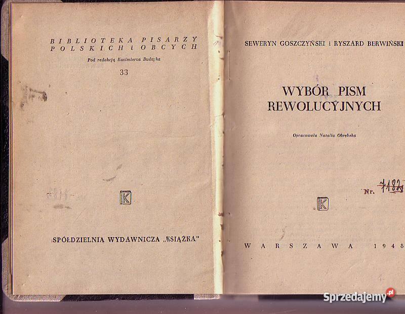 5420 WYBÓR PISM REWOLUCYJNYCH SEWERYN GOSZCZYŃSK Czyrna
