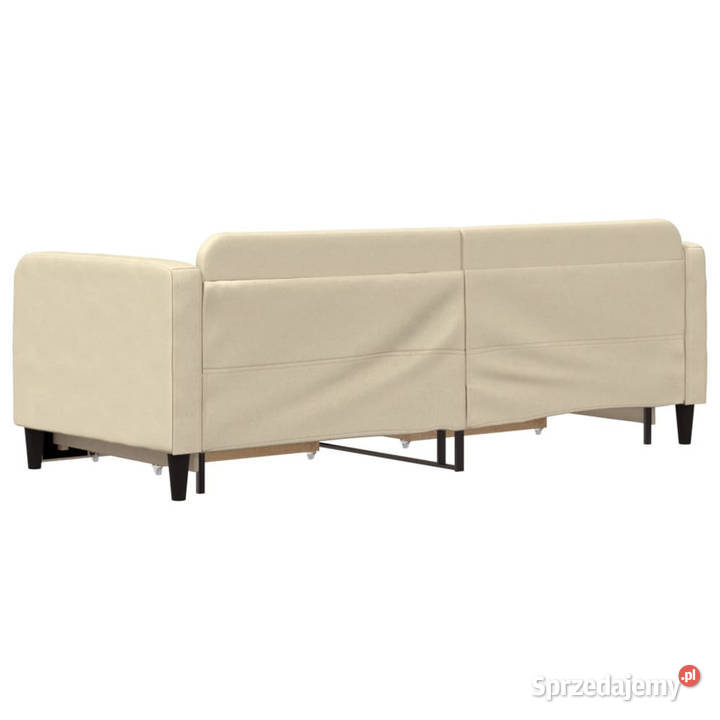 Sofa rozsuwana z szufladami kremowa tkanina