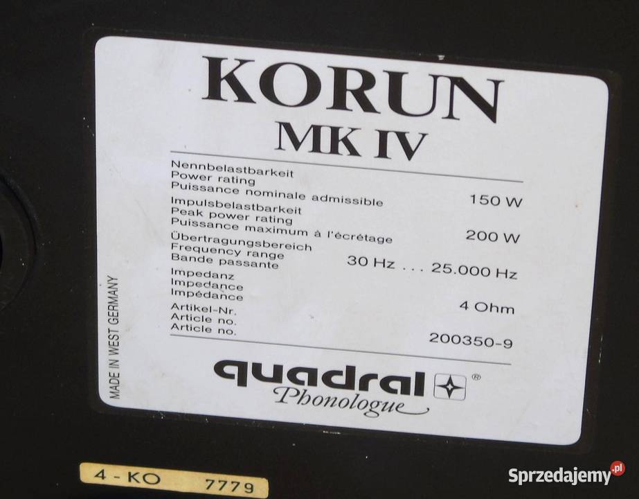 Świetne kolumny stereo Quadral Korun mk IV Jasło
