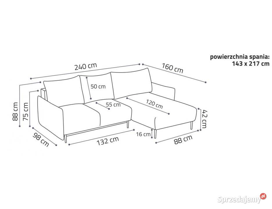 Narożnik kanapa sofa rozkładany SANTI Darmowa 240cm Dom i Ogród łódzkie Wieruszów