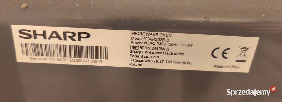 Kuchenka mikrofalowa Sharp YCMSO2EB Kuchenki mikrofalowe mazowieckie Marki