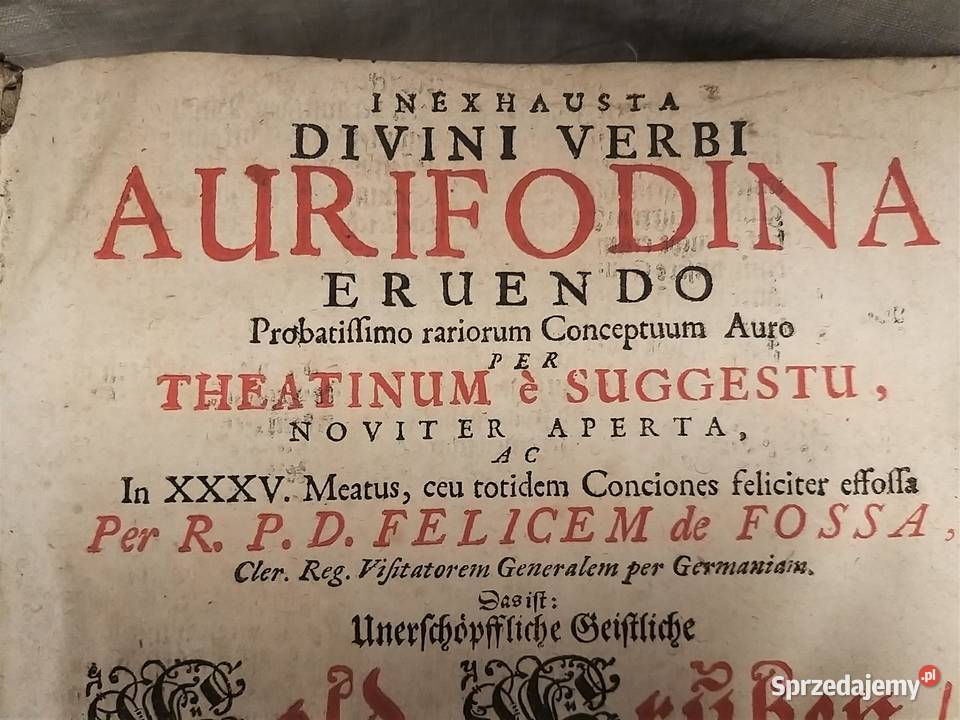 Aurifodina kopalnia złota Dzieło teologiczne F Warszawa sprzedam