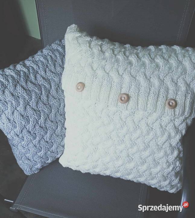 Poduszka dekoracyjna kremowa zapinana na guziki Poduszki dekoracyjne Jerzykowo