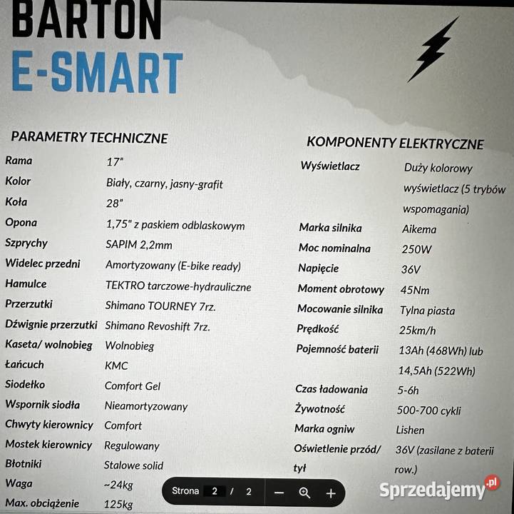 Rower elektryczny Barton ESmart 28 ACTIVE ZONE Ostrowiec Świętokrzyski sprzedam