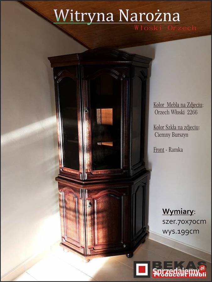 Ciemny Narożnik Stylowy Orzech Włoski Witrynka Gostynin