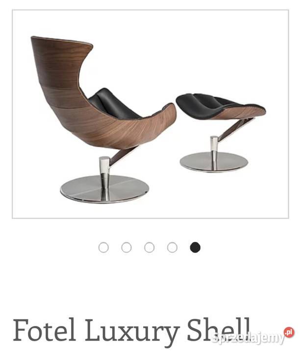 Fotel  czarny skórzany luxury shell luxusowy nowoczesny