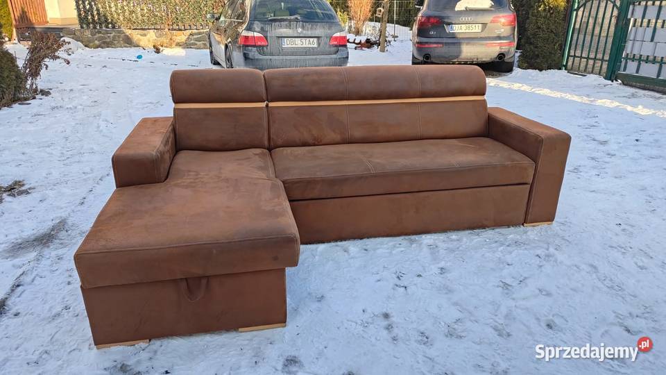 Narożnik Kolor Brązowy z Funkcją Spania Zgorzelec