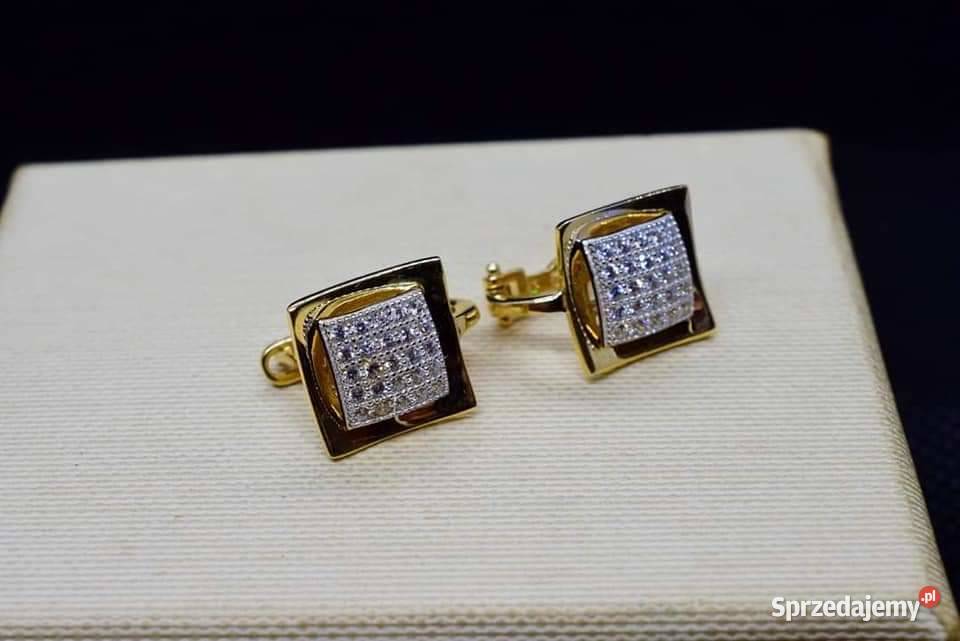 OKAZAŁE ZŁOTE KOLCZYKI ZDOBIONE CYRKONIAMI złote zachodniopomorskie sprzedam