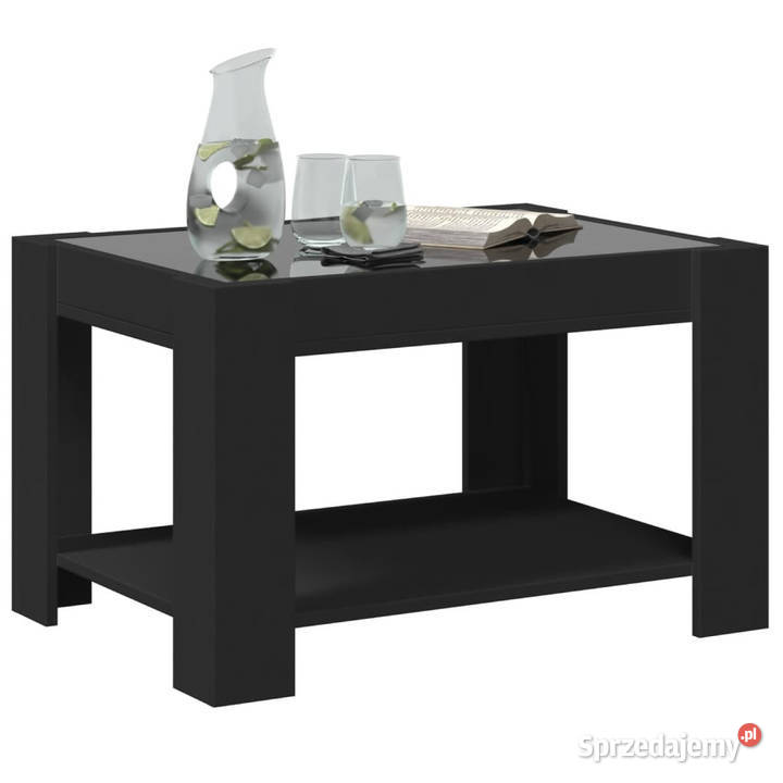 Stolik kawowy z LED czarny 73x53x45 materiał Warszawa