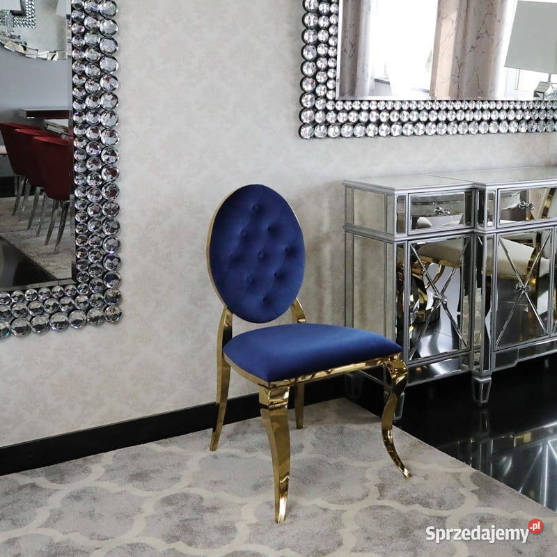 Krzesła glamour Ludwik Pikowane Złote Jadalnia Warszawa sprzedam