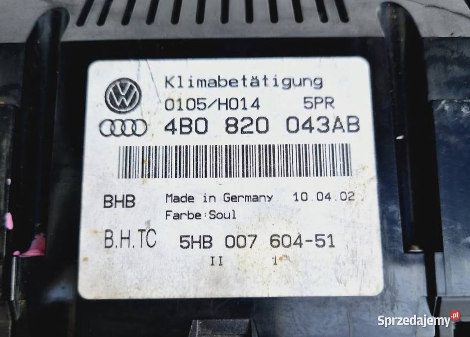 PANEL NAWIEWU KLIMATYZACJI AUDI A6 C5 Panele sterowania, przełączniki Działoszyce