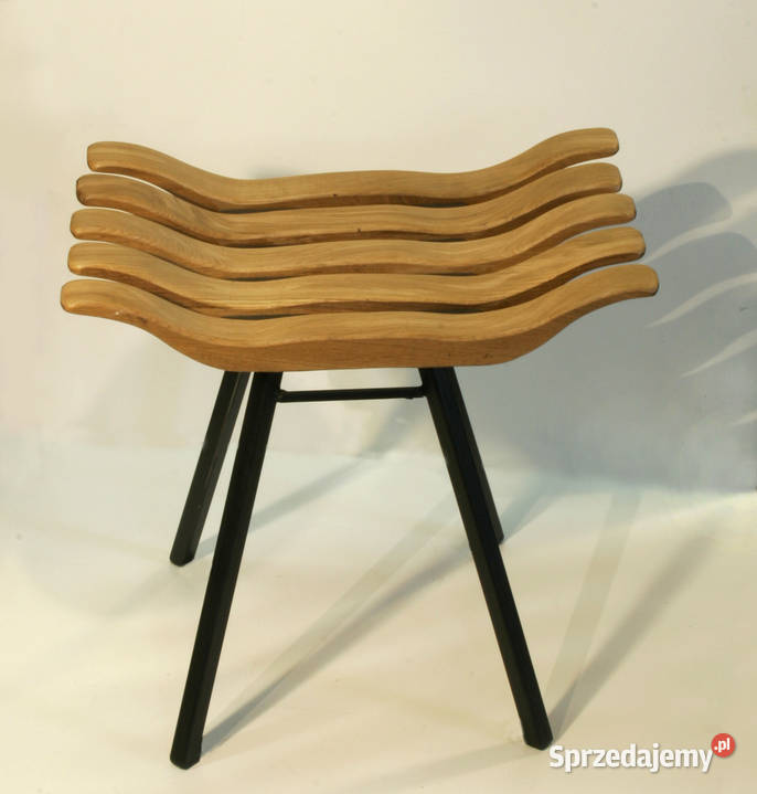 stołek taboret wygodny profilowany naturalny dąb