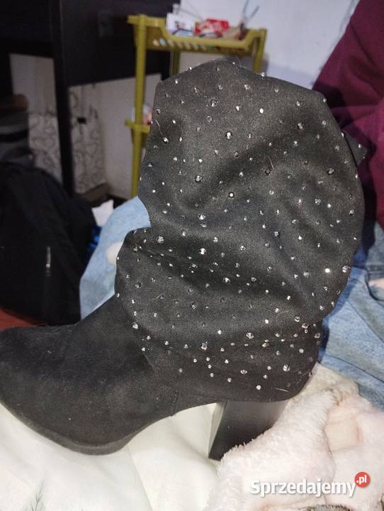 Kozaczki piękne czarne cudo brokat CCC pomorskie Gdańsk