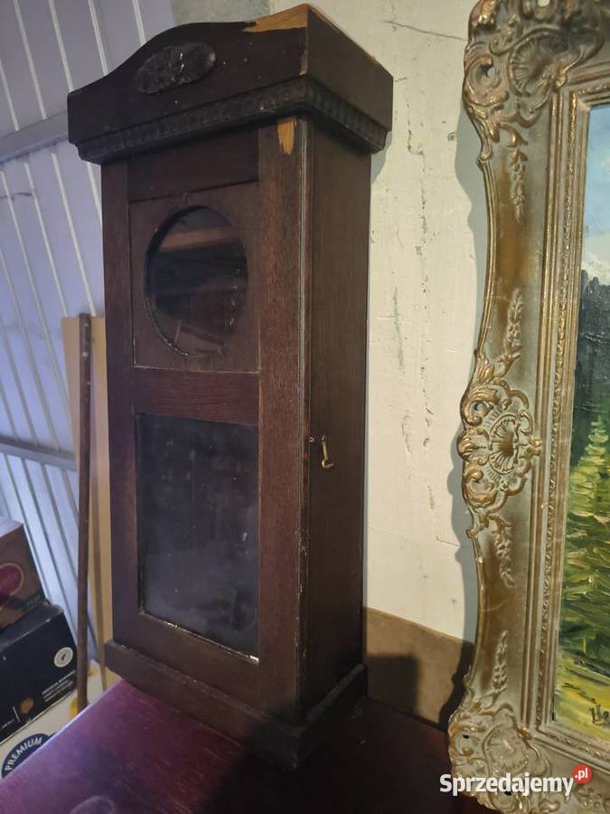 Stara skrzynia zegara ściennego drewno ok Antyki