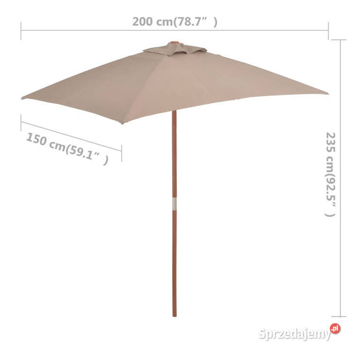Parasol ogrodowy na drewnianym słupku 150 x 200 Warszawa