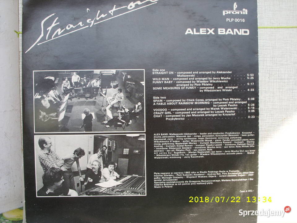 LPJazz Winyl ALEX BAND STRAIGHT ON Pronit 0016 Wołów