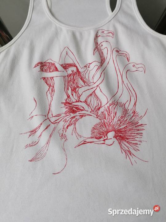 DAMSKI BIAŁY TOP BOKSERKA W FLAMINGI R38 Łódź