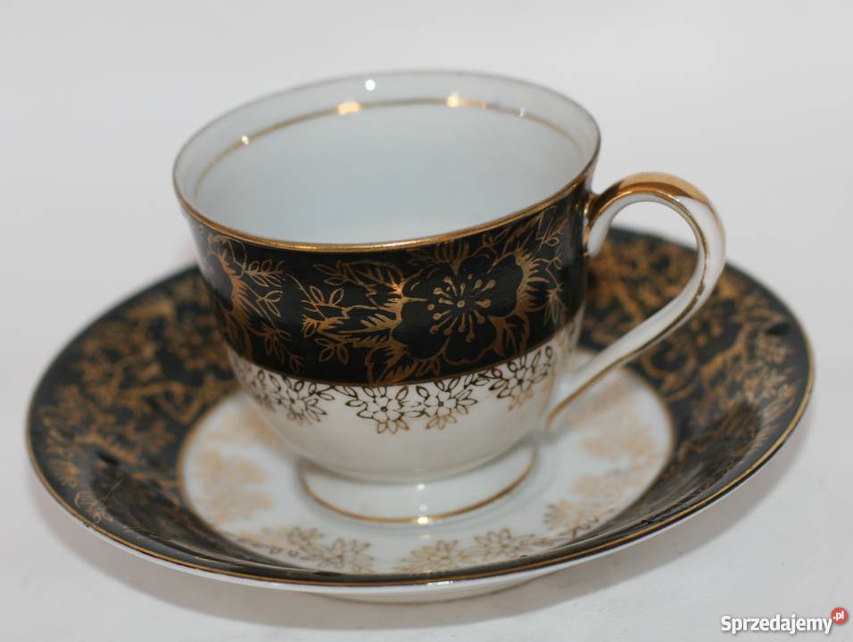 PORCELANOWY ZŁOCONY SERWIS KAWOWY pomorskie Gdańsk