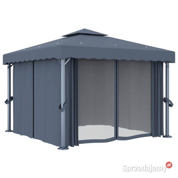 vidaXL Altana ogrodowa z zasłonami 3 x 3 m Altany i wiaty mazowieckie Warszawa