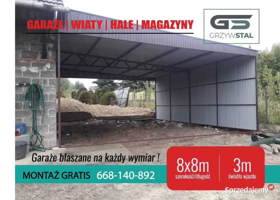 Garaż blaszany JEDNOSPADOWY Wiata Zadaszenie Koło