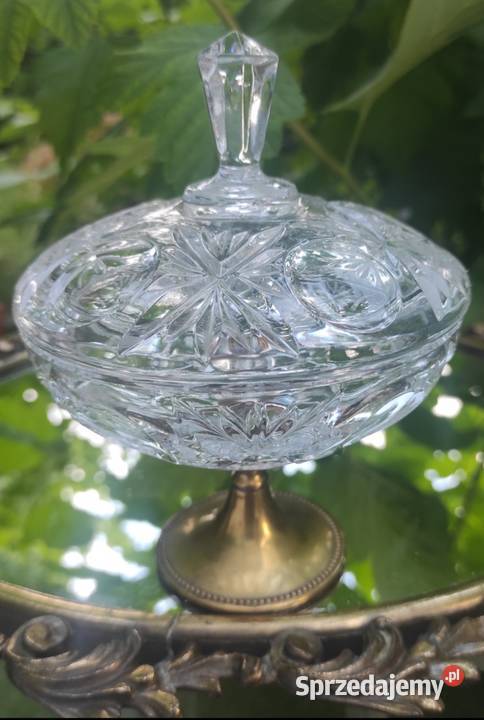 KRYSZTAŁOWA BOMBONIERA MISA NA MOSIĘŻNEJ STOPIE łódzkie Pabianice