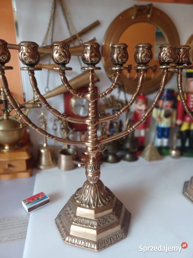 Menora Piękny sygnowany świecznik żydowski Poznań