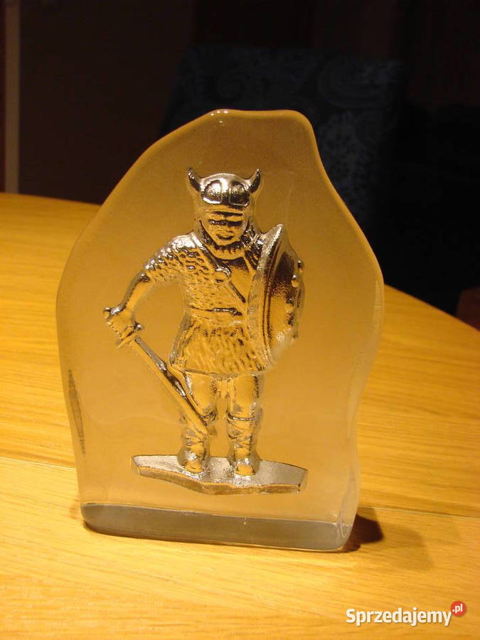 Wiking szklany przycisk do papieru Nybro Sweden Pruszcz Gdański