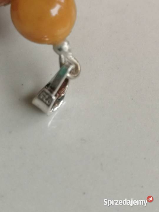 Zawieszka artystyczna bursztyn surowy srebro Toruń