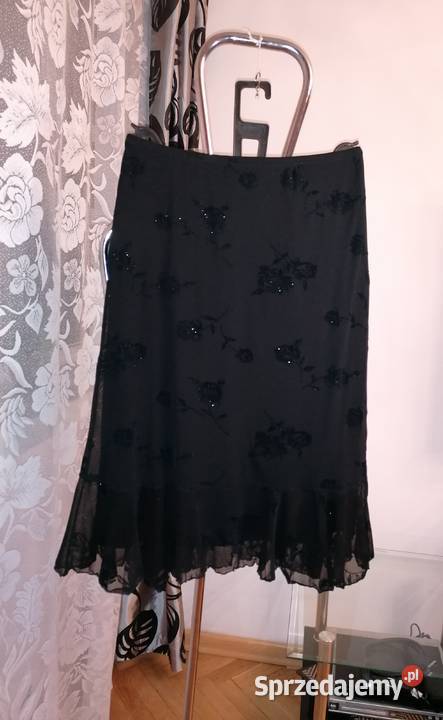 CZARNA OŁÓWKOWA SPÓDNICA Z FALBANĄ BONMARCHE Łódź