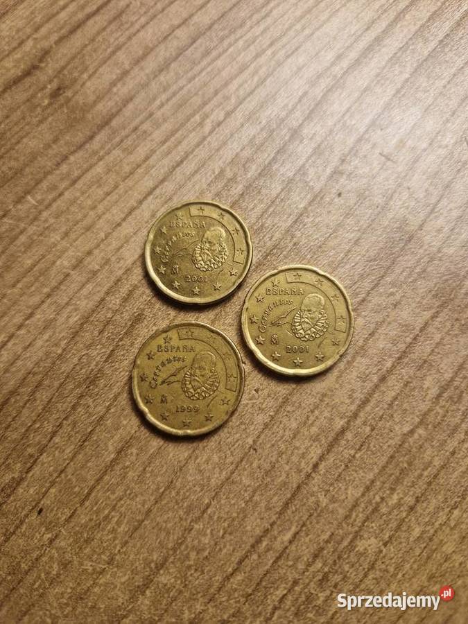 Trzy monety 20 centów Hiszpania 1999 i 2001 Radłów