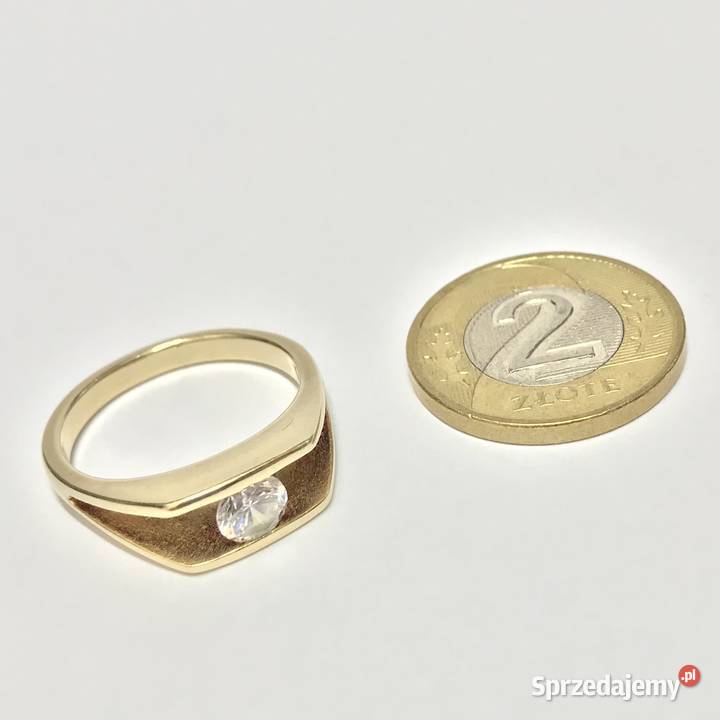 Złoty PIERŚCIONEK zaręczynowy 14K cudny KAMIEŃ Warszawa