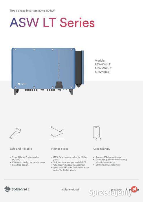 SOLPLANET ASW110KLT 110 kW trójfazowy falownik