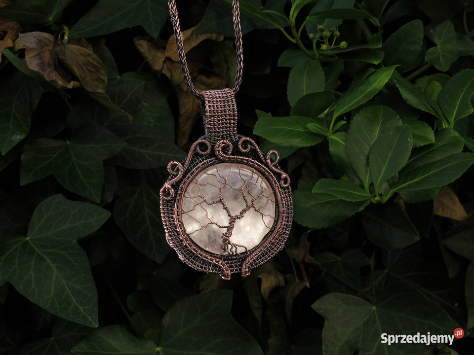 Dwustronny wisior drzewo życia kwarc różowy małopolskie Wieliczka