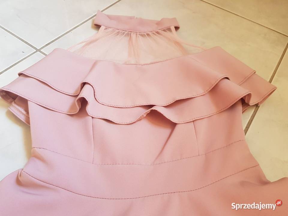 sukienka rozkloszowana tiulowa z koła wizytowa Zara Kielce