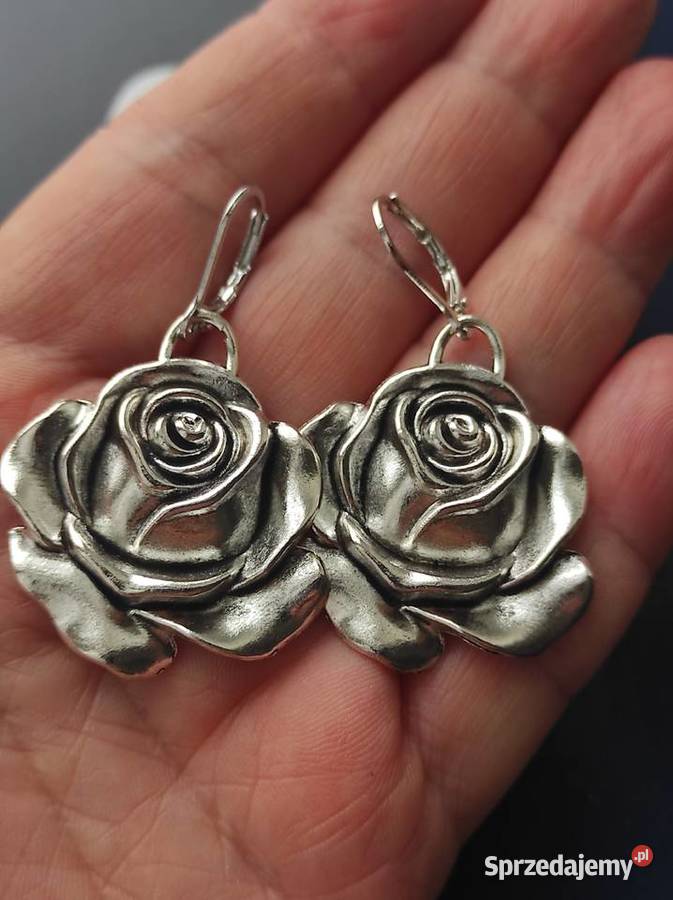 Kolczyki wiszące róże oxydowane Wrzosowo