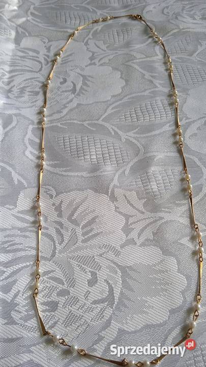 PIĘKNY ZŁOCONY NASZYJNIK Z PEREŁKAMI Piła