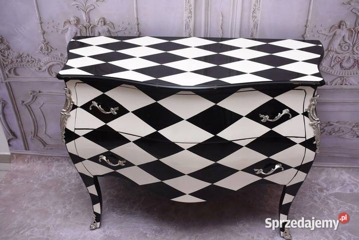 Królewska Biało Czarna Komoda Vintage Szafa małopolskie Kraków