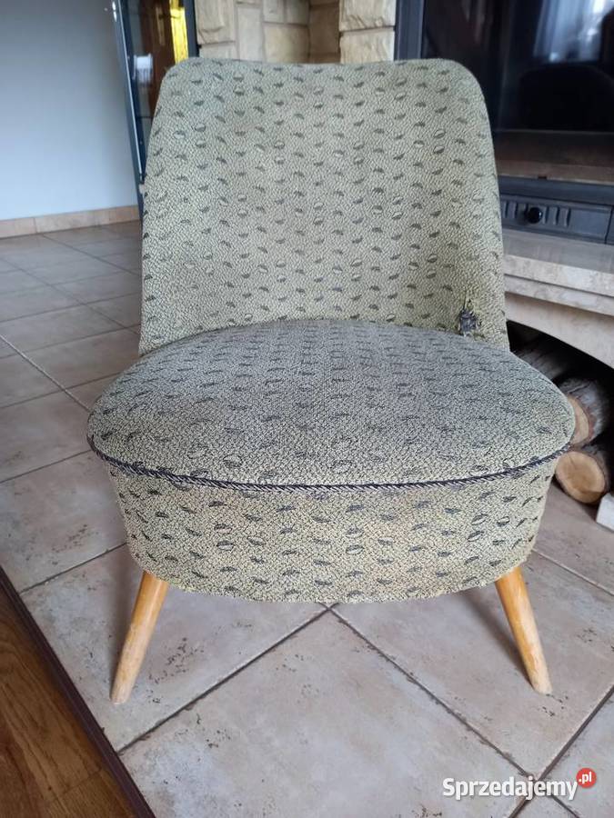 Stary fotel muszelka na sprężynach patyczak PRL Rawicz sprzedam