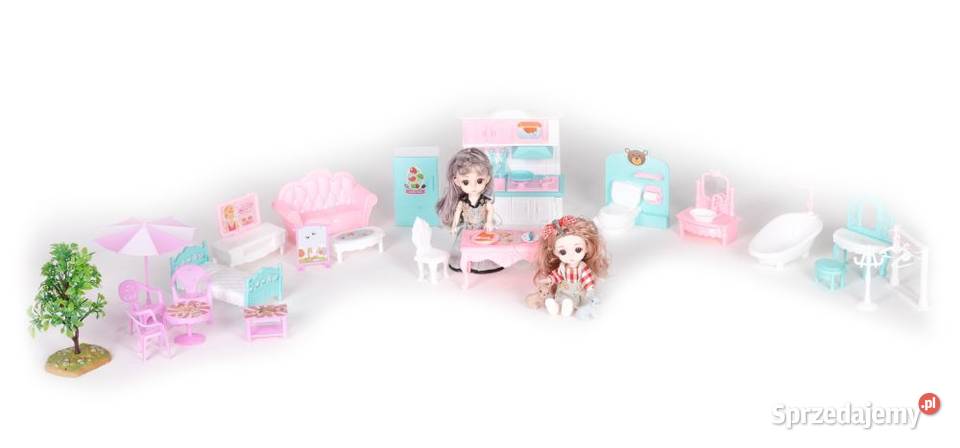 Duży domek lalek z ogrodem meble lalki LED Bielsk Podlaski