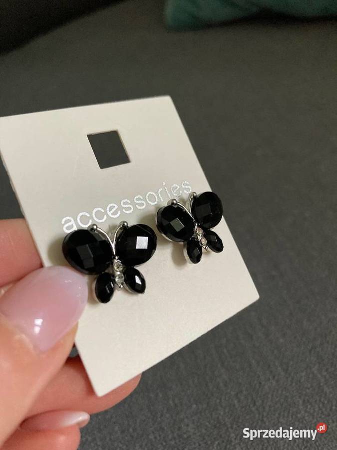 Nowe czarne kolczyki motylki Accessories Nisko