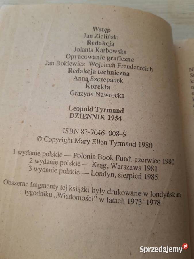 Dziennik 1954 Leopold Tyrmand 1989 śląskie Bielsko-Biała sprzedam