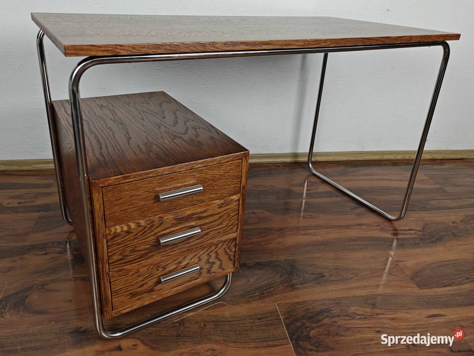 BIURKO Lewe Chrom Dąb ciemny brąz Bauhaus Art Radom