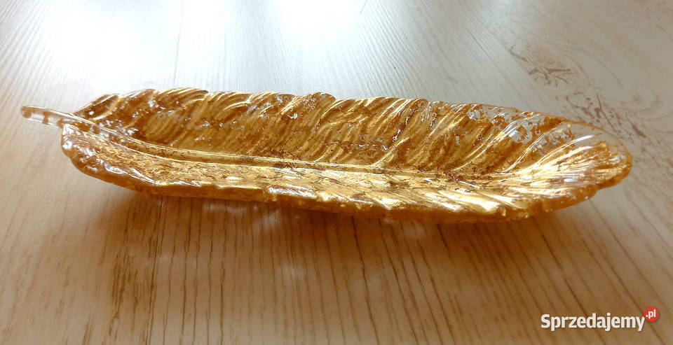 Nowa taca biżuternik Piórko z drobinkami złota Kraków