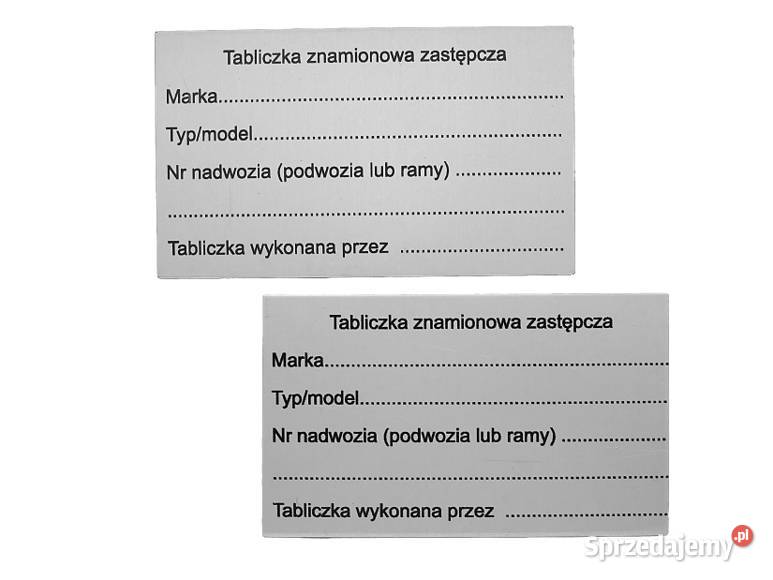 Tabliczka znamionowa zastępcza 10 UNIWERSALNA