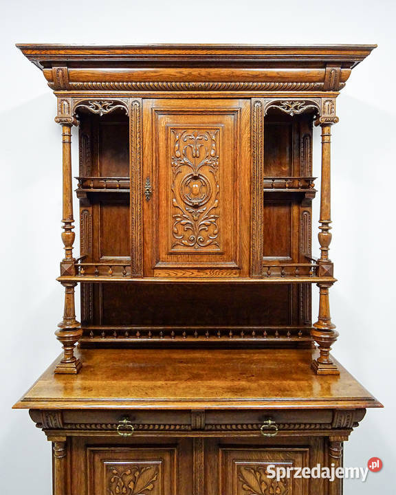 Antyk Wysoki KREDENS rzeźbiony NEORENESANS Kredensy i witryny Kalisz sprzedam