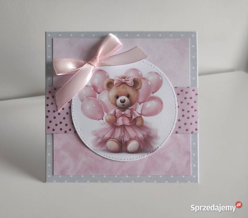 Kartka ręcznie robiona na urodziny roczek Rękodzieło Łódź