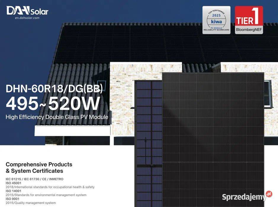 Paleta 36x Panel Fotowoltaiczny DAH Solar 500W małopolskie